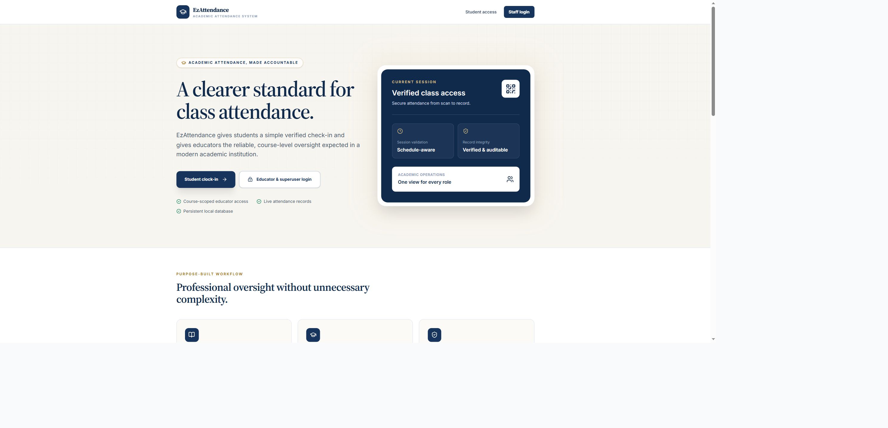 EzAttendance product interface