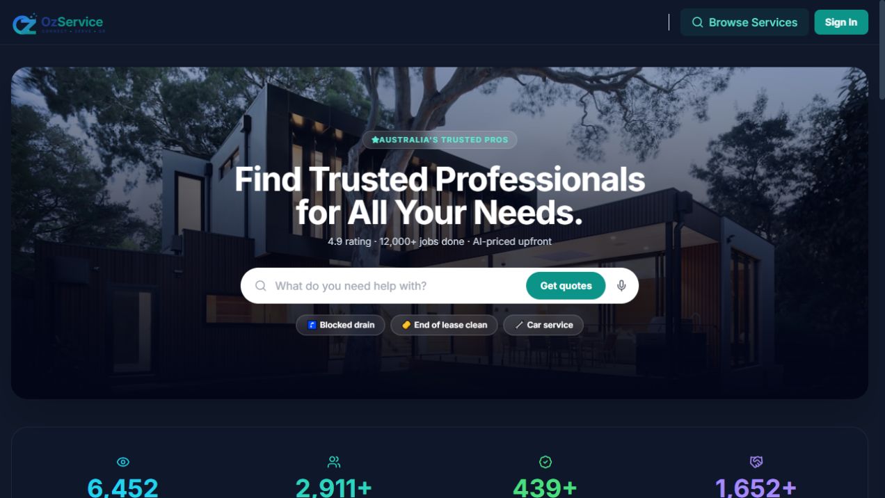 OzService product interface
